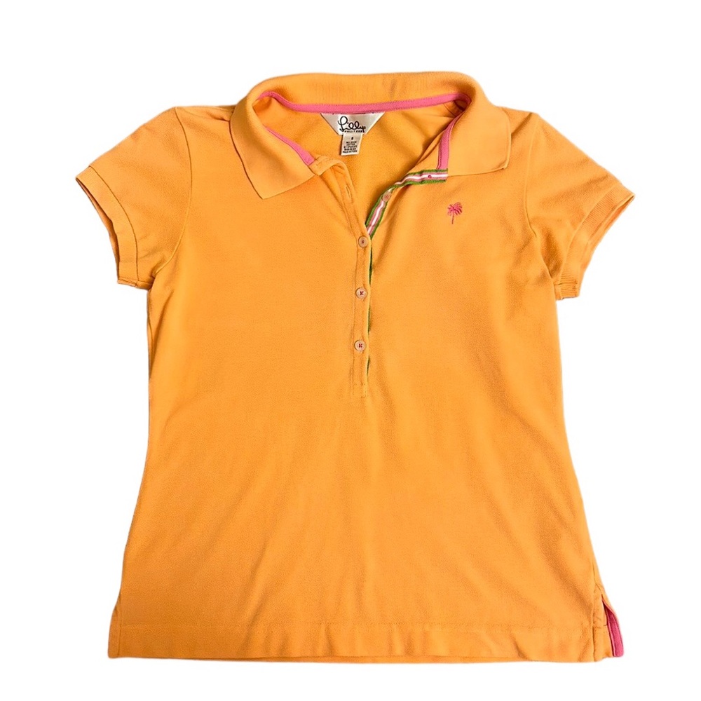 Lilly Pulitzer Vintage Orange Button Polo White Label Women’s Size Small